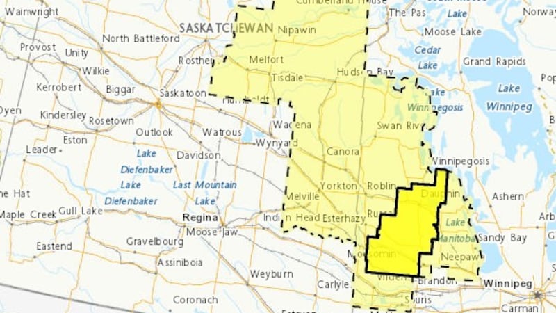 Severe thunderstorm watch issued for parts of southeast and central Sask.