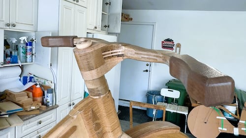 Anton Koch is creating a full-sized, rideable bicycle made of wood