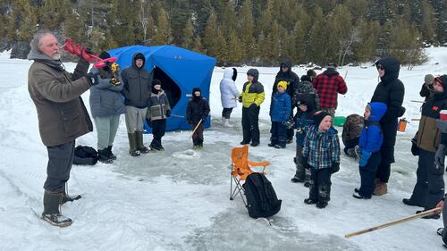 Local beavers, cubs, and scouts groups are pictured fishing at the the Dominion Park Family Day ice fishing event in Saint John, N.B. (Avery MacRae / CTV Atlantic)