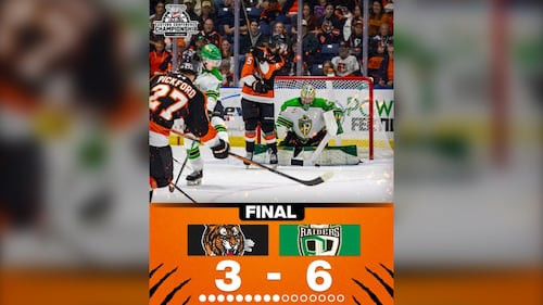 Raiders score early and often en route to 6-3 win over Tigers, knotting up WHL Eastern Final playoff