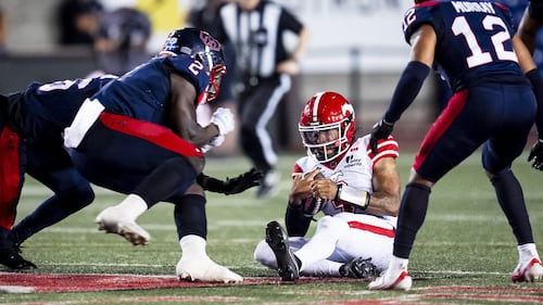 CFL fines Alouettes' Micah Awe for high hit on Stampeders QB Vernon Adams Jr.