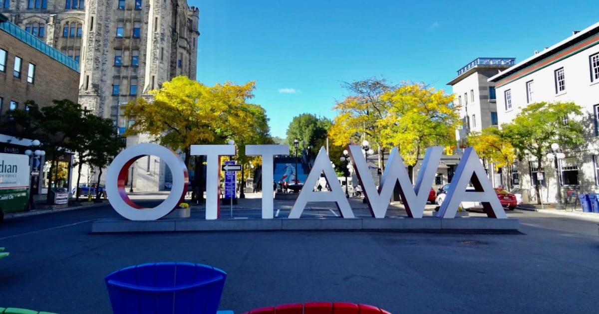 The Ottawa sign on York Street in Ottawa's ByWard Market