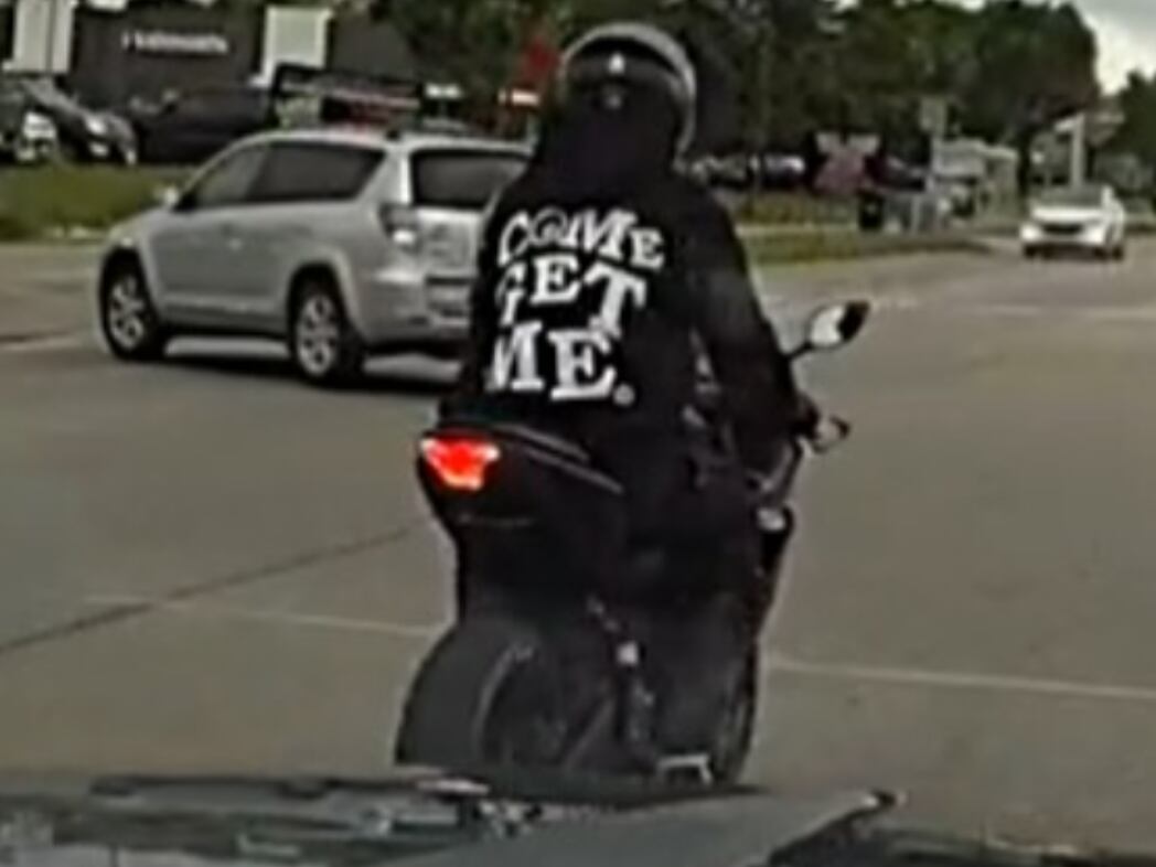 Motorcyclist who fled police while wearing 'come get me' sweater