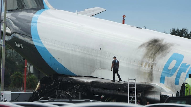 U.S. investigators probe Amazon cargo jet’s fiery runway crash that killed 5 in Miami
