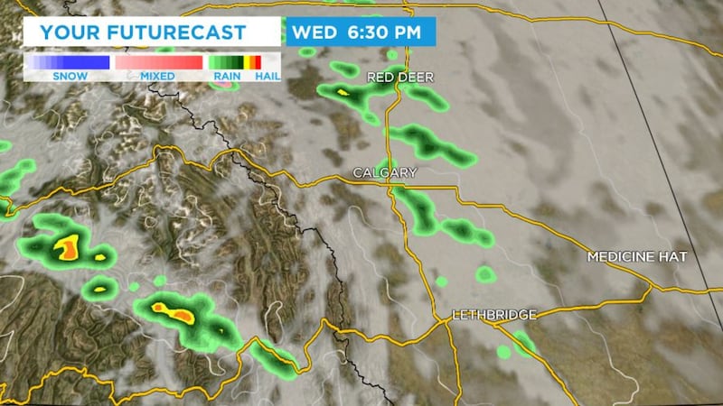 Calgary weather: Scattered showers and weak thunderstorms possible Wednesday afternoon