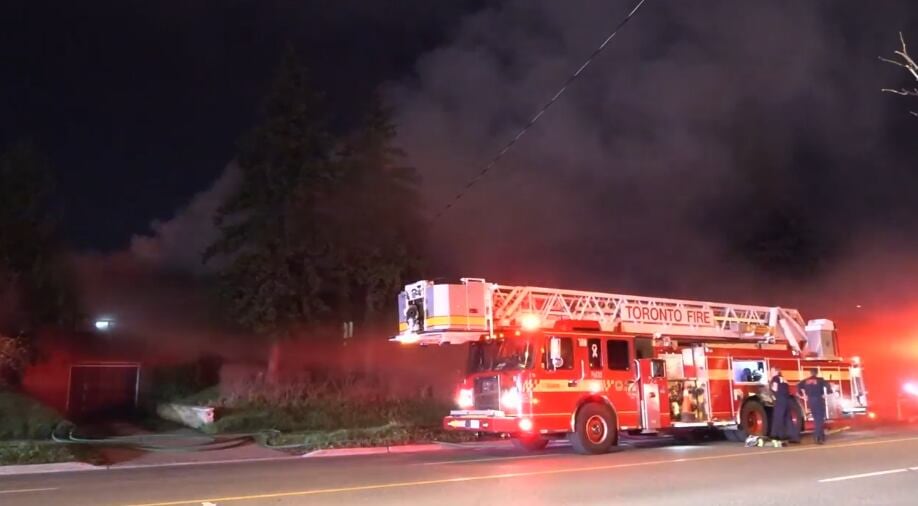 Crews battle fire at a home near Dundas and the West Mall in Etobicoke