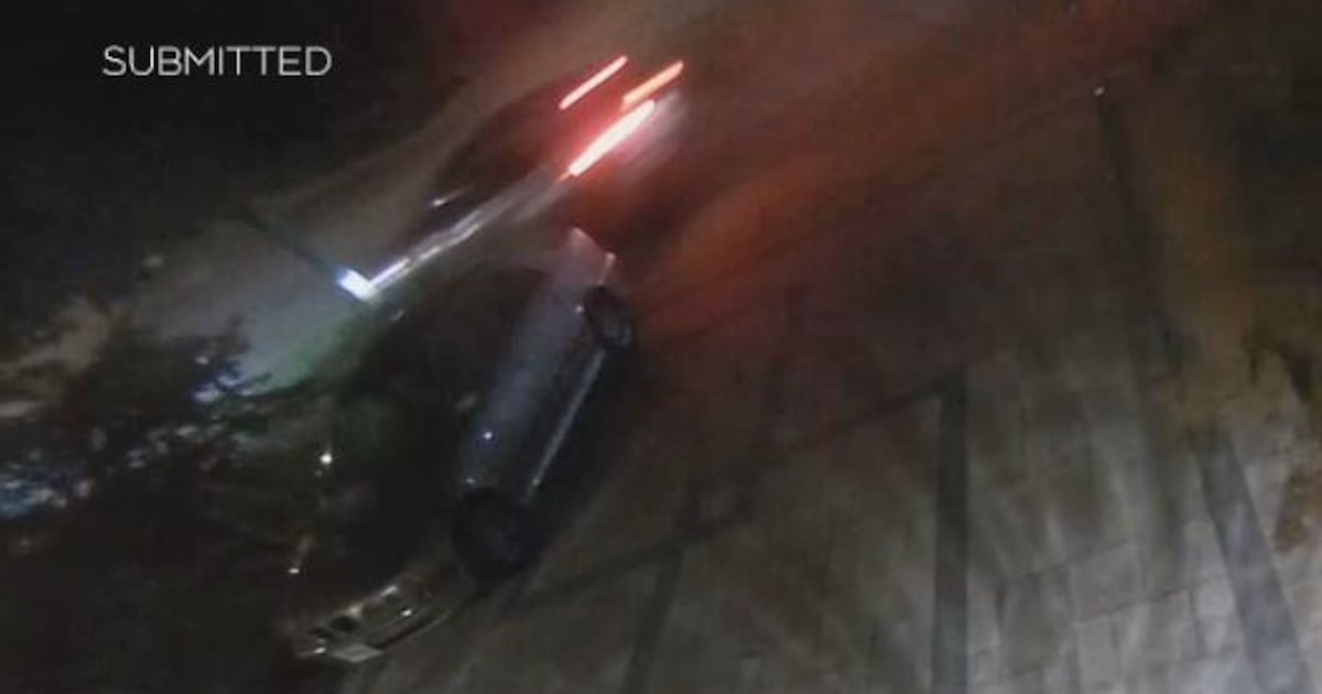 Security video shows moments before car hits monument sign - CTV News