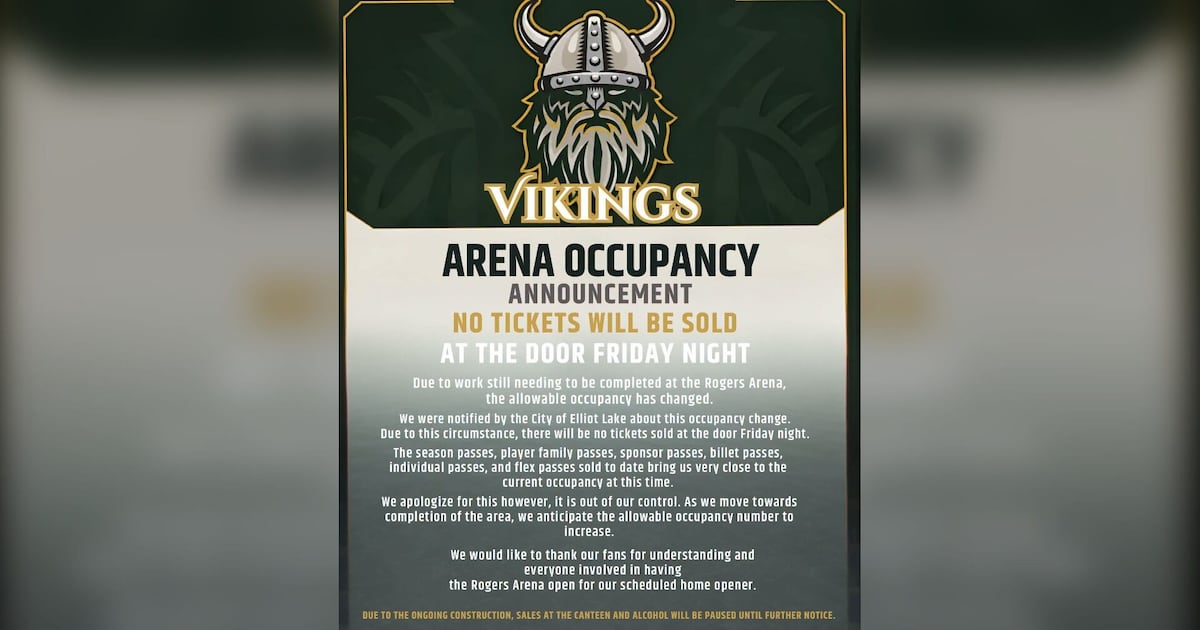 No door tickets for Elliot Lake Vikings' home-opener - CTV News