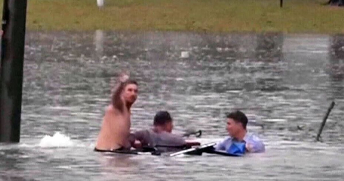Driver rescued from sinking car by TV reporter, bystander in Australia