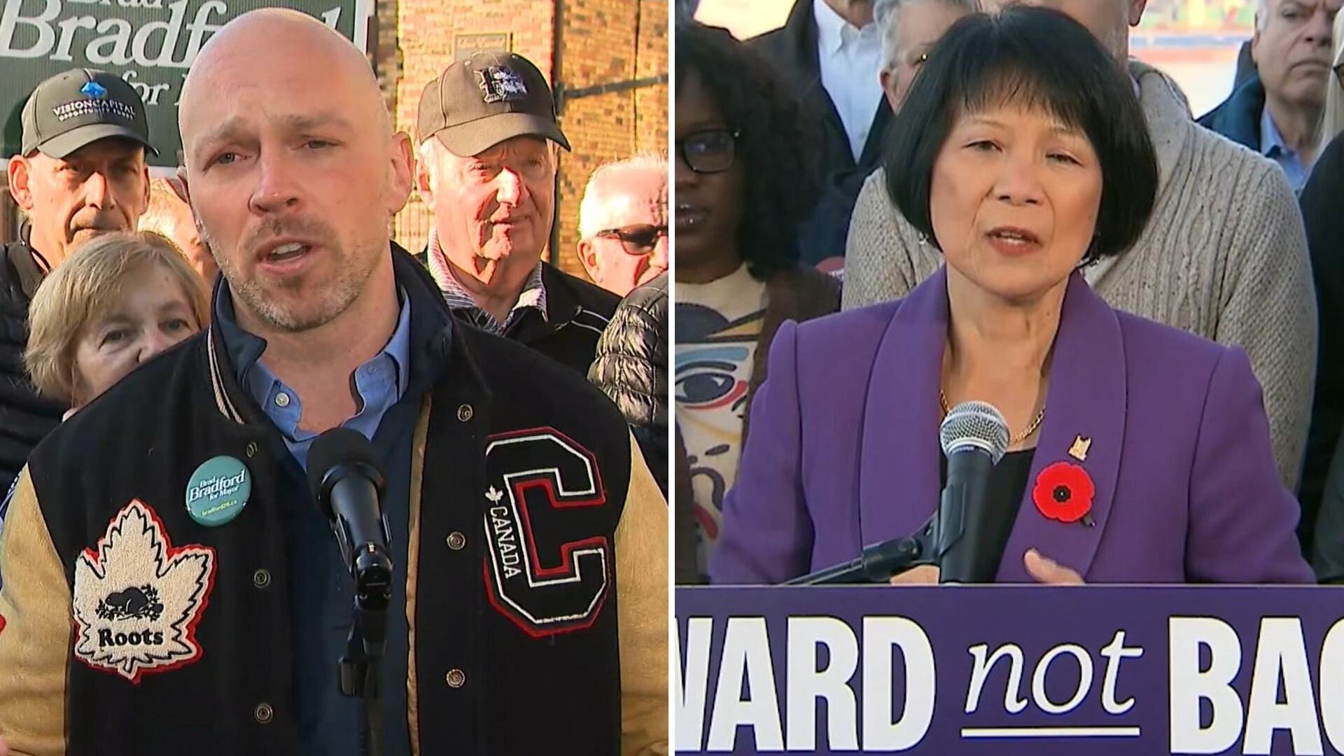Chow and Bradford make their final push before polls open on Monday